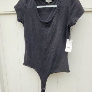 Black Ribbed Thong Bodysuit (Size XL)